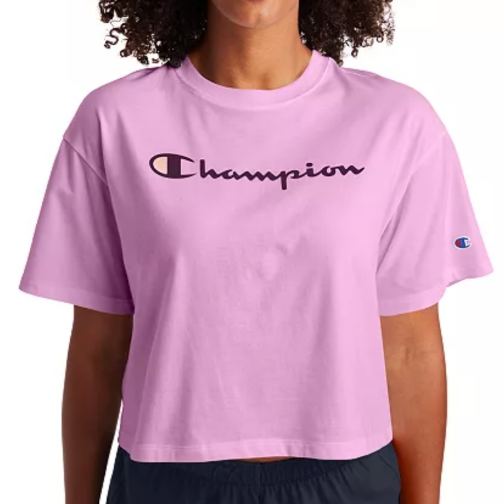 🆕 CHAMPION Athletic Cropped T-Shirt / Orchid / XL